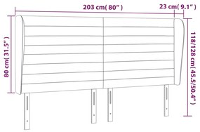 Cabeceira de cama c/ abas tecido 203x23x118/128 cm creme