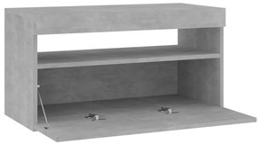 Móvel de TV com luzes LED 75x35x40 cm cinzento cimento