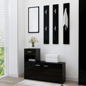 vidaXL Unidade corredor 100x25x76,5 cm contraplacado preto brilhante