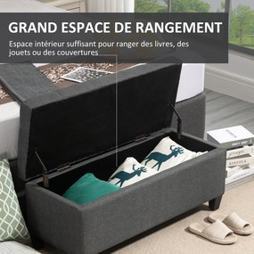 Banco com espaço de arrumação 100 x 40 x 44 cm ou para cama, baú de arrumação para sala, quarto e hall de entrada, cinzento escuro