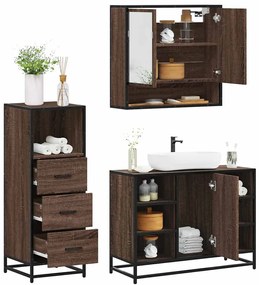 vidaXL 3 pcs conj. móveis WC derivados madeira cor carvalho castanho