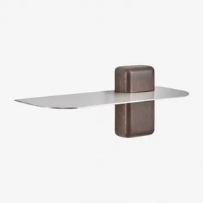 Estante De Parede Em Aço Inoxidável Serbian ↔︎ 45 Cm & Madeira De Cabo Escuro - Sklum