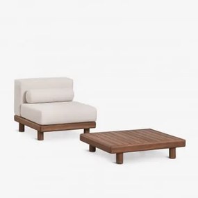 Conjunto De Jardim Com Poltrona E Mesa De Centro Em Acácia Edrien Castanho Acácia - Sklum
