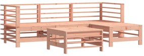 5 pcs conj. lounge jardim com almofadões madeira douglas maciça