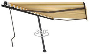 vidaXL Toldo retrátil manual independente 450x300 cm amarelo e branco