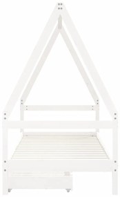 Estrutura cama infantil c/ gavetas 90x190cm pinho maciço branco