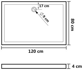 Base de chuveiro retangular 80x120 cm ABS preto