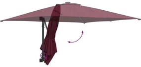 Parasol de Jardim de Parede Vermelho Bordeaux 247 cm