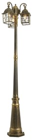 Lanterna de exterior clássica dourada antiga com vidro transparente 198cm IP44 - London Clássico / Antigo