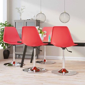 vidaXL Cadeiras de jantar giratórias 4 pcs PP vermelho