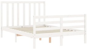 Cama sem colchão 140x190 cm madeira de pinho maciça branco