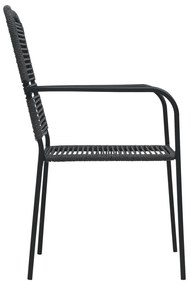 9 pcs conjunto de jantar p/ jardim corda de algodão e aço preto