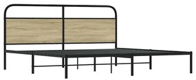 Estrutura de cama sem colchão 183x213cm metal carvalho sonoma