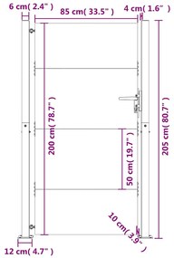 Portão de jardim 105x205 cm aço corten