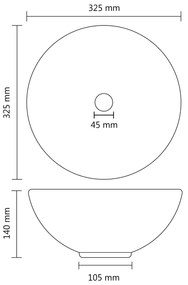Lavatório WC luxuoso redondo 32,5x14cm cerâmica branco mate