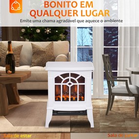 HOMCOM Lareira Elétrica Portátil 1000/2000W com Simulação de Chama Rea