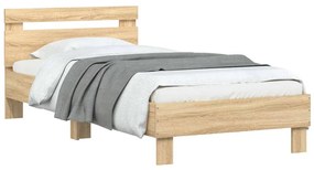Cama sem colchão com cabeceira 75x190 cm carvalho sonoma