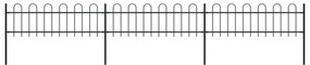 vidaXL Cerca jardim com topo em aros 5,1x0,6 m aço preto