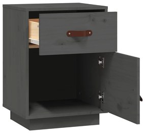 Mesas de cabeceira 2 pcs 40x34x55 cm pinho maciço cinza