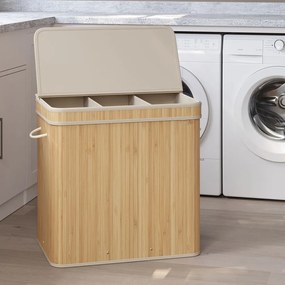 Cesto para roupa suja em bambu de 41,5 x 62,5 x 61 cm bege