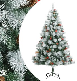 vidaXL Árvore de Natal artificial articulada c/ pinhas e bagas 210 cm