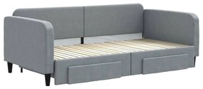 Sofá-cama c/ gavetão e gavetas 100x200 cm tecido cinzento-claro