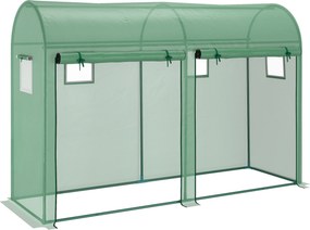 Estufa Jardim Tipo Túnel com 4 janelas e 2 portas para Plantas de PE de aço 300x100x200 cm Verde