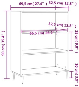 Estante 69,5x32,5x90 cm derivados de madeira cinzento cimento