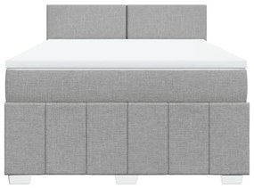 Cama com molas/colchão 140x200 cm tecido cinzento-claro