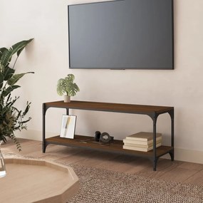 vidaXL Móvel de TV 100x33x41cm derivados madeira/aço carvalho castanho