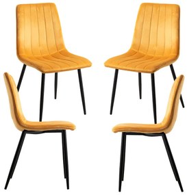 Pack 4 Cadeiras Veludo Liny - Amarelo