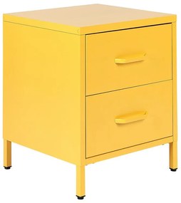 Mesa de cabeceira com 2 gavetas em metal amarelo MALAVI Beliani