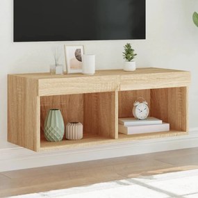 vidaXL Móvel de TV com luzes LED 80x30x30 cm carvalho sonoma