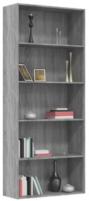 Estante 5 prat. 80x30x189 cm derivados madeira cinzento sonoma