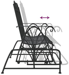 Banco de alpendre de 2 lugares 114 cm aço preto