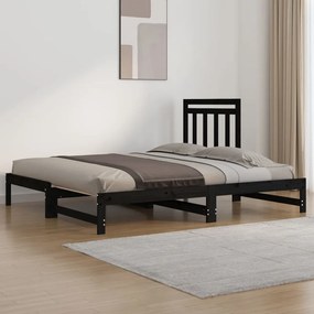 Sofá-cama de puxar 2x(90x200) cm pinho maciço preto