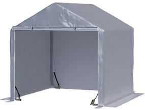 Abrigo Tenda para Ferramentas Bicicletas e Motas 2x2x2m com 1 Porta com Fecho de Correr 1 Cobertura de PE Impermeável Anti-UV Cinza