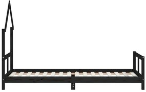 Estrutura de cama infantil 80x200 cm pinho maciço preto