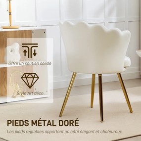 Poltrona em forma de concha, cadeira de Toucador, poltrona de veludo, poltrona de sala com pés em metal dourado bege