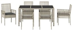 Conjunto de Jantar para Jardim 7 pcs Cinzento-claro