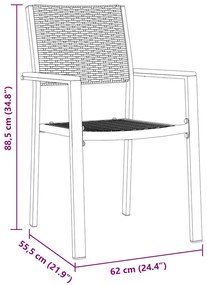 Conjunto de Jantar de Jardim 7 Peças em Rattan e Poliéster Preto.