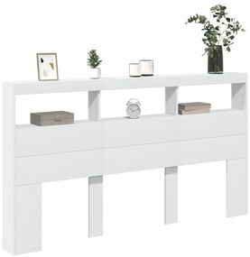 Armário de cabeceira com luzes LED 180x17x102 cm branco