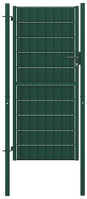 vidaXL Portão de cerca 100x204 cm PVC e aço verde