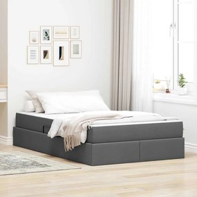 vidaXL Cama com arrumação e colchão Cinza Escuro 120 x 200 cm