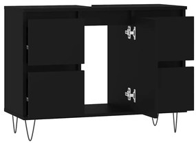 Armário de casa de banho 80x33x60 cm derivados de madeira preto
