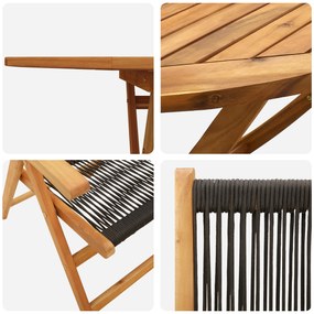 Conjunto de Jantar de Jardim com 5 Peças vidaXL Preto em Madeira Sólid