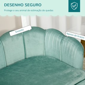 Sofá para Cães Médios Sofá Cama para Animais de Estimação Estofado em Veludo com Pés de Madeira 98,5x60,5x35,5 cm Verde