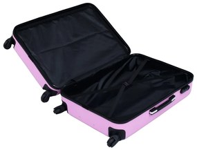 Conjunto de tróleis estojo rígido 3 pcs ABS rosa