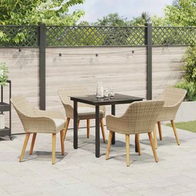 Conjunto de Jantar de Jardim 5 Peças em Vime Bege