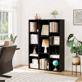 Estante com 11 cubos 74 x 24 x 105 cm para livros vertical ou horizontal em madeira preta